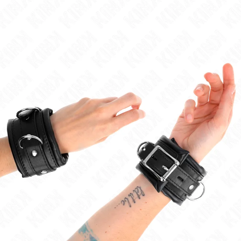 Kink - Heavy Wrist Restraints With Black Fur Lined Adjustable 20-30 Cm X 6 Cm 3