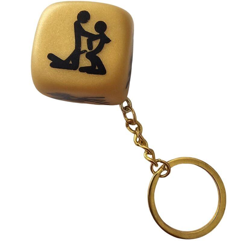 Diablo picante - golden dice keychain with poses