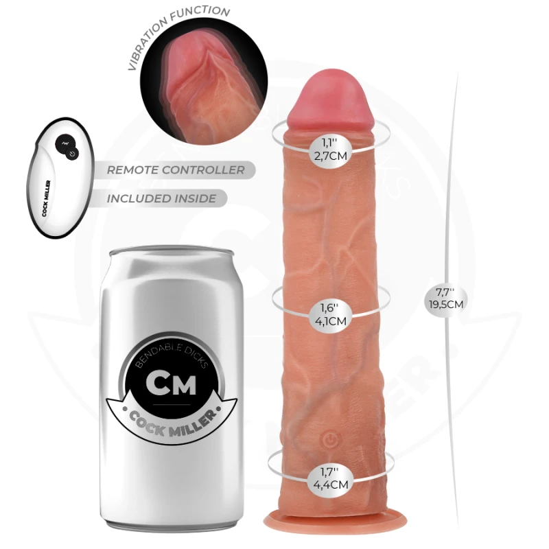 Cock miller - realistic dildo with suction cup and remote control vibration 19.5 cm 3