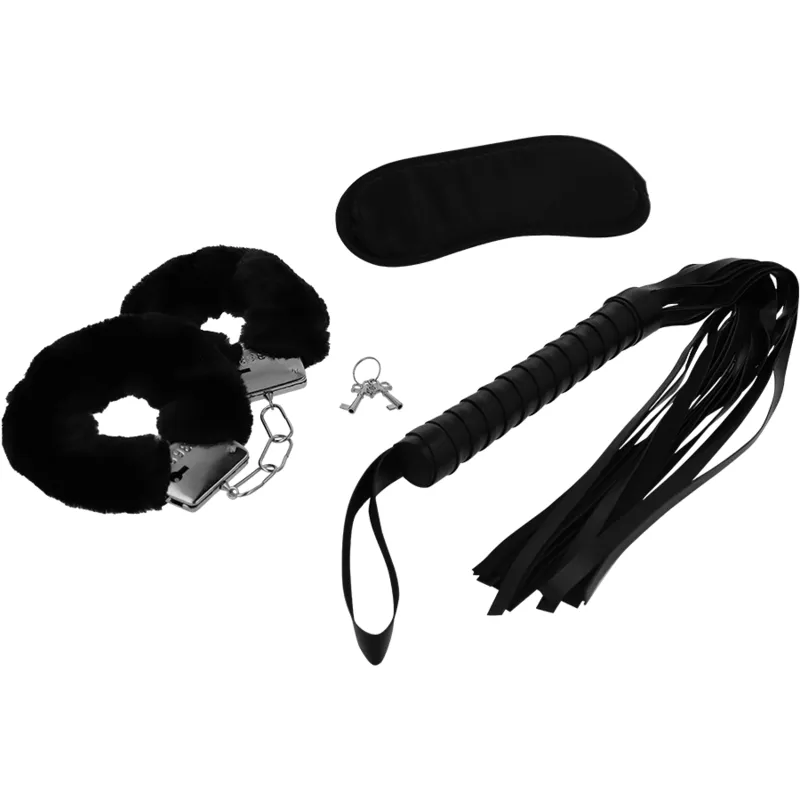 Intense Fetish - Erotic Playset 1 With Handcuffs, Blind Mask And Flogger