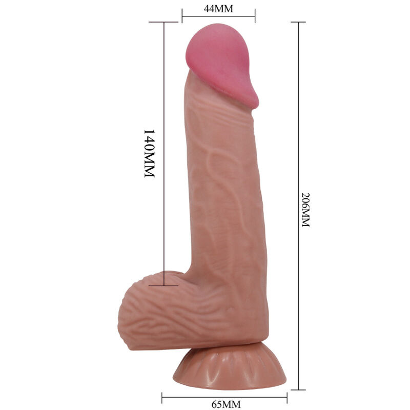 Pretty love - sliding skin series realistic dildo with sliding brown skin suction cup 20.6 cm 5