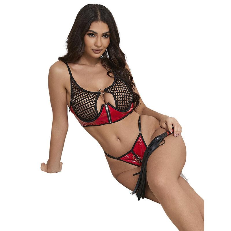 Subblime - 955533 red patent leather mesh zipper bra set s/m 2