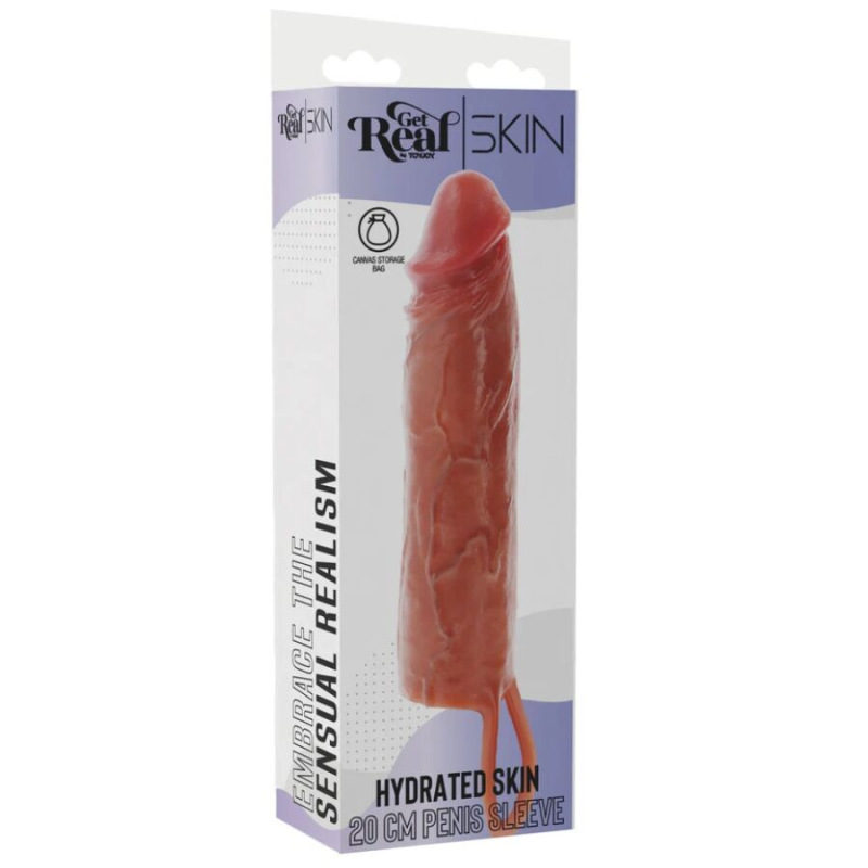 Get real - hydrated skin silicone penis sleeve caramel 20 cm 4