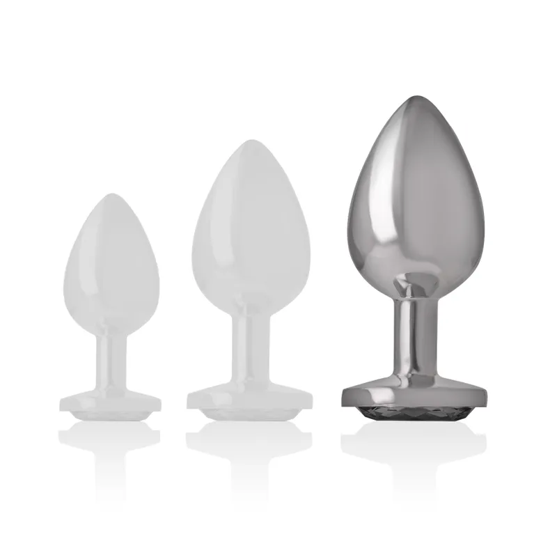 Intense - Metal Aluminum Anal Plug Heart White Size L - Análny Kolík 4