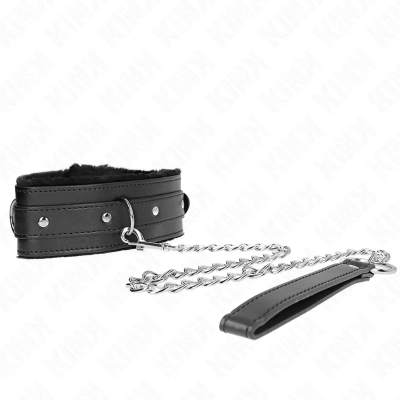 Kink - Collar With Leash 65 Cm With Restrictions Black 36-42 Cm X 5.5 Cm