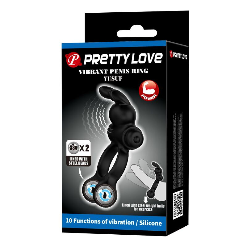 Pretty love - vibrating penis ring with bunny stimulator 10 functions black 3