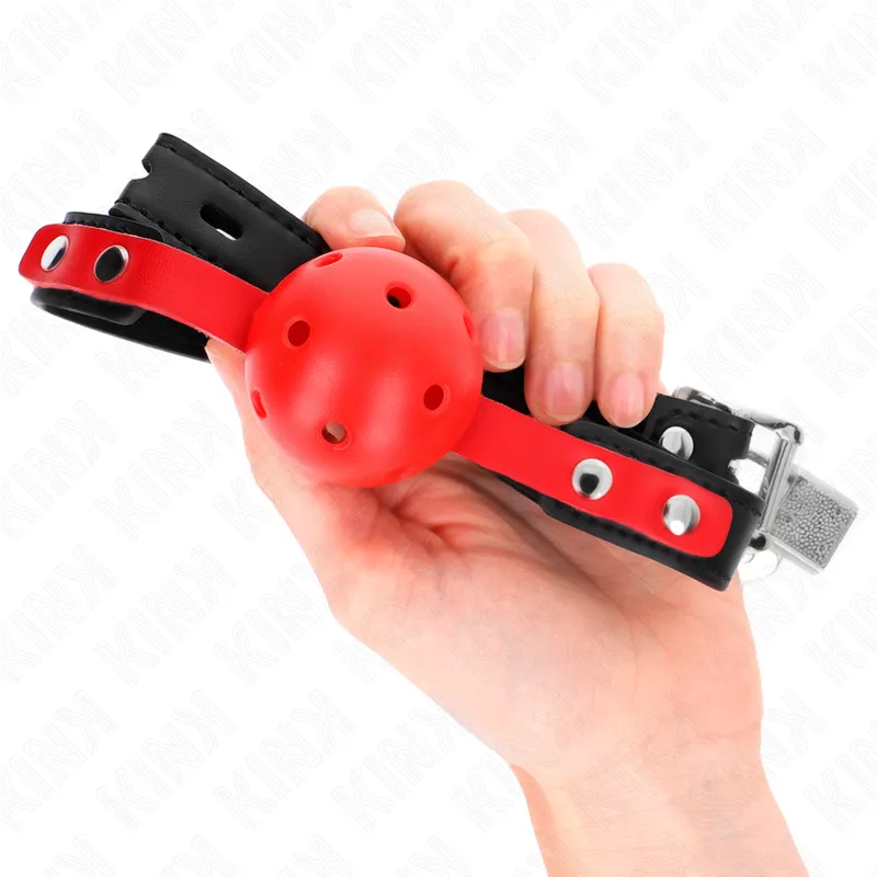Kink - Red Hollow Hard Ball 4 Cm Gag Black Strap 60 X 2 Cm Adjustable 37-52 Cm 2