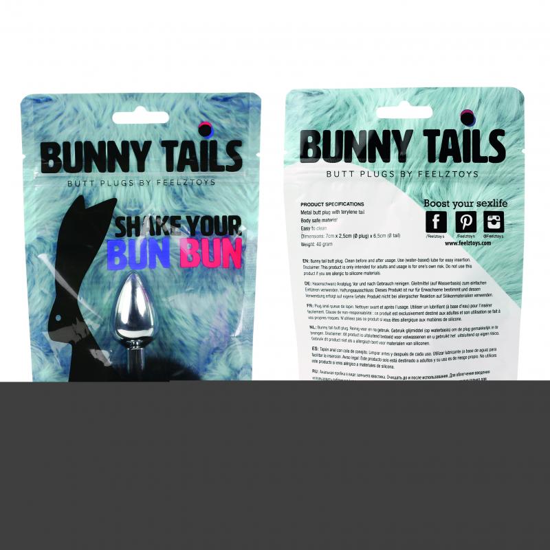 Feelztoys - Bunny Tails Butt Plug Black - Análny Kolík , Chvost