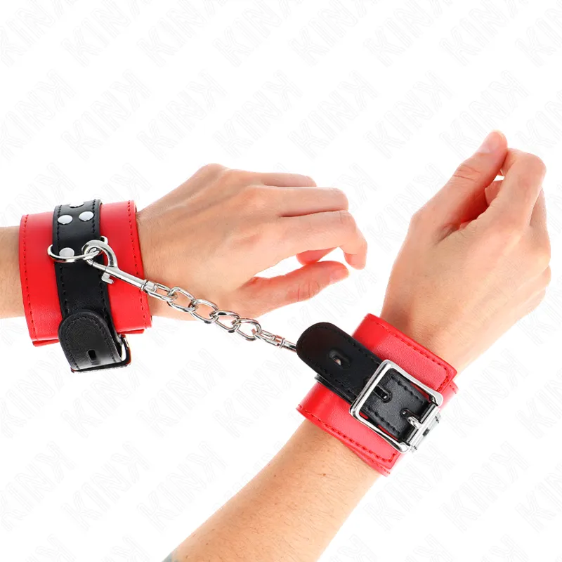 Kink - Wrist Restraints Red With Black Belt Adjustable 17-28 Cm X 6 Cm 3