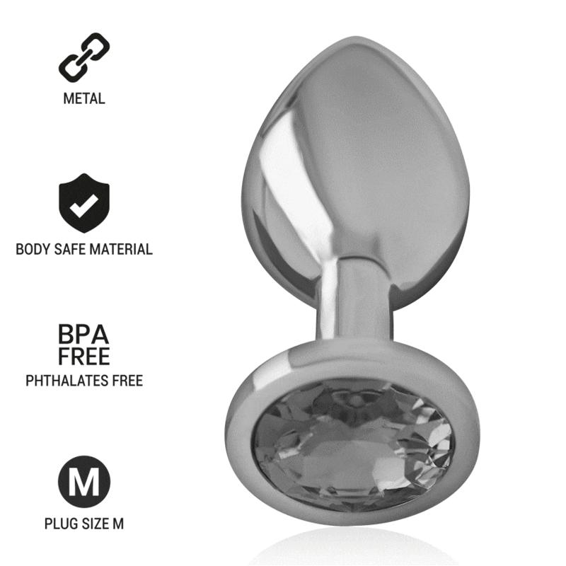Intense - Metal Aluminum Anal Plug With Black Glass Size M - Análny Kolík