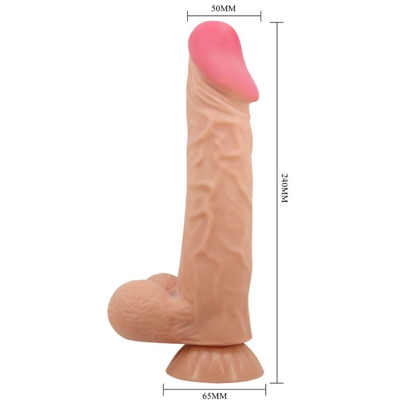 Pretty love - sliding skin series realistic dildo with sliding skin suction cup remote control flesh 3