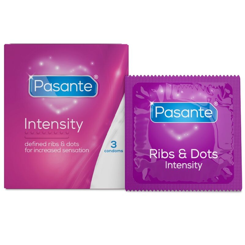 Pasante - Intensity kondómy s vrúbkami a bodkami 3 ks 2