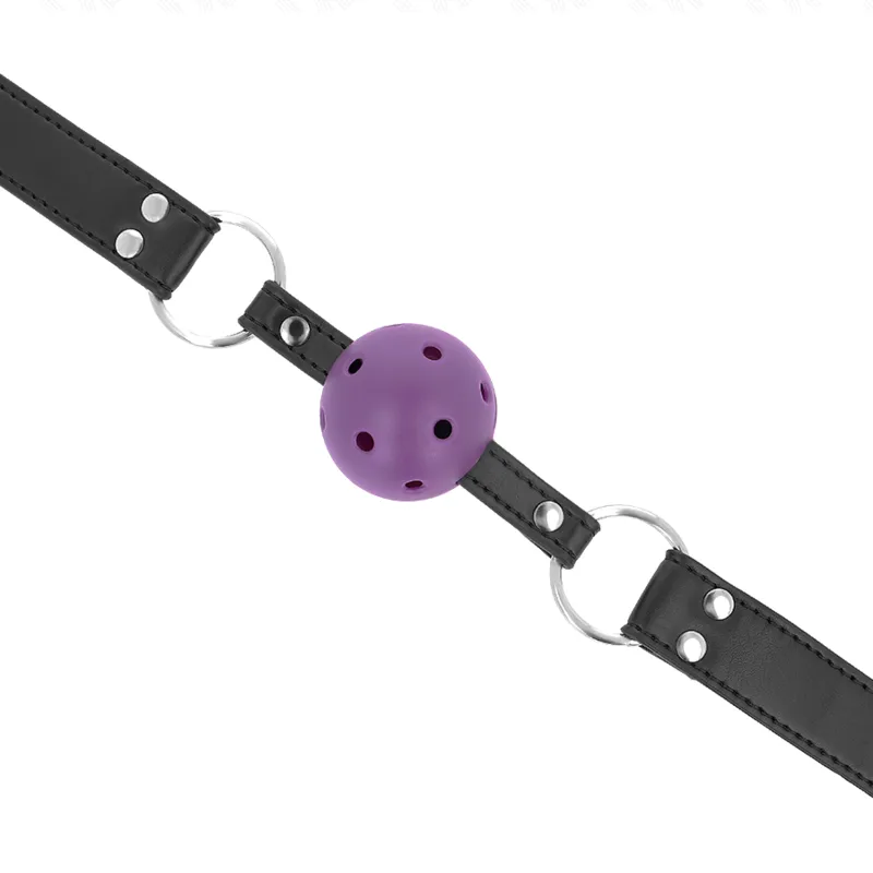 Kink - Breathable Ball 4 Cm Gag With Double Rivet Purple 62.5 X 2.5 Cm Adjustable 42-58 Cm 3