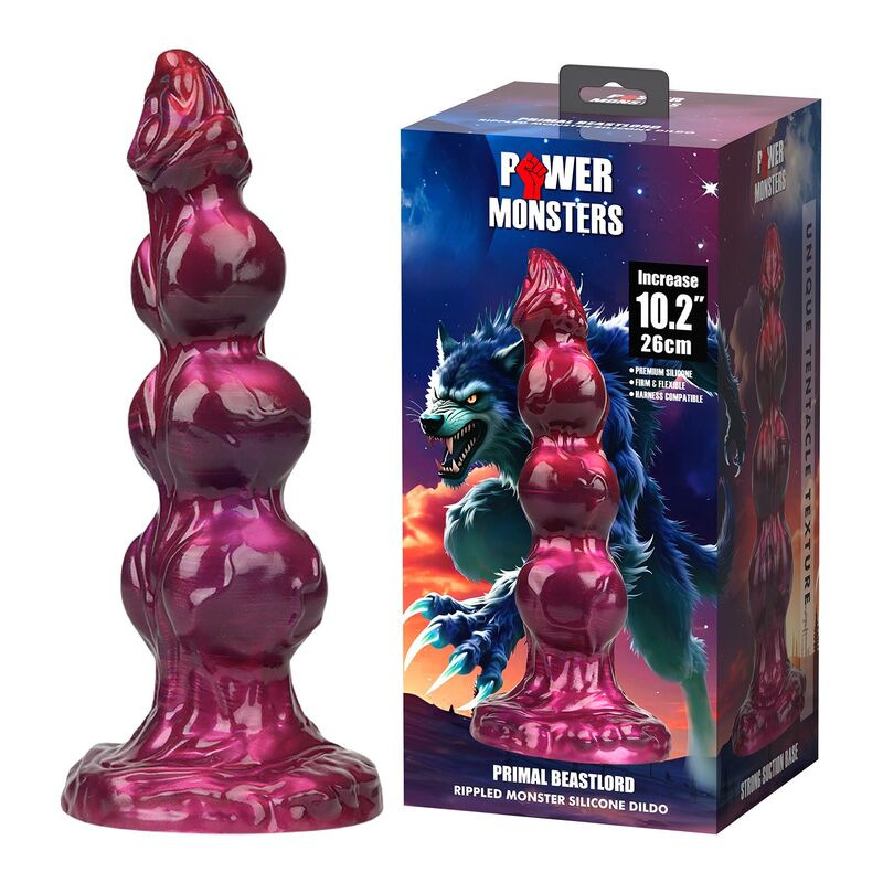 Power monsters - primal beastlord pink translucent fantasy silicone dildo 26 cm Ø 5 cm 2