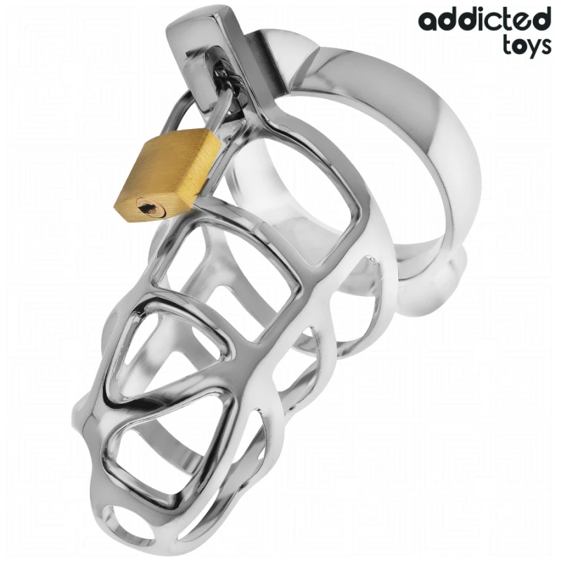 Addicted toys locked - silver lock penis cage metal size m 1