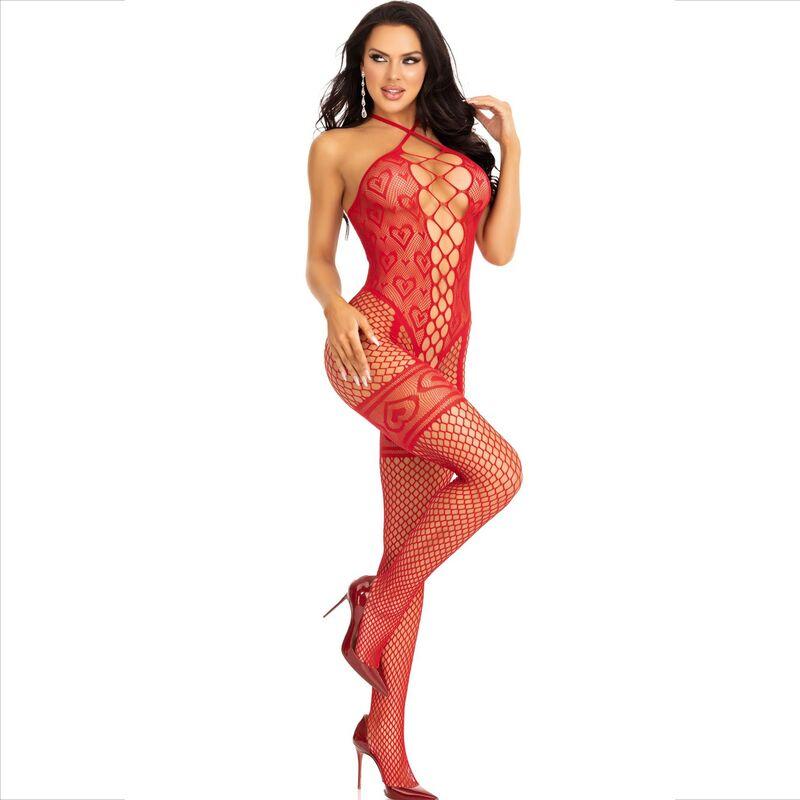 Leg Avenue - Bodystocking Neck Halter Red Hearts Red 4