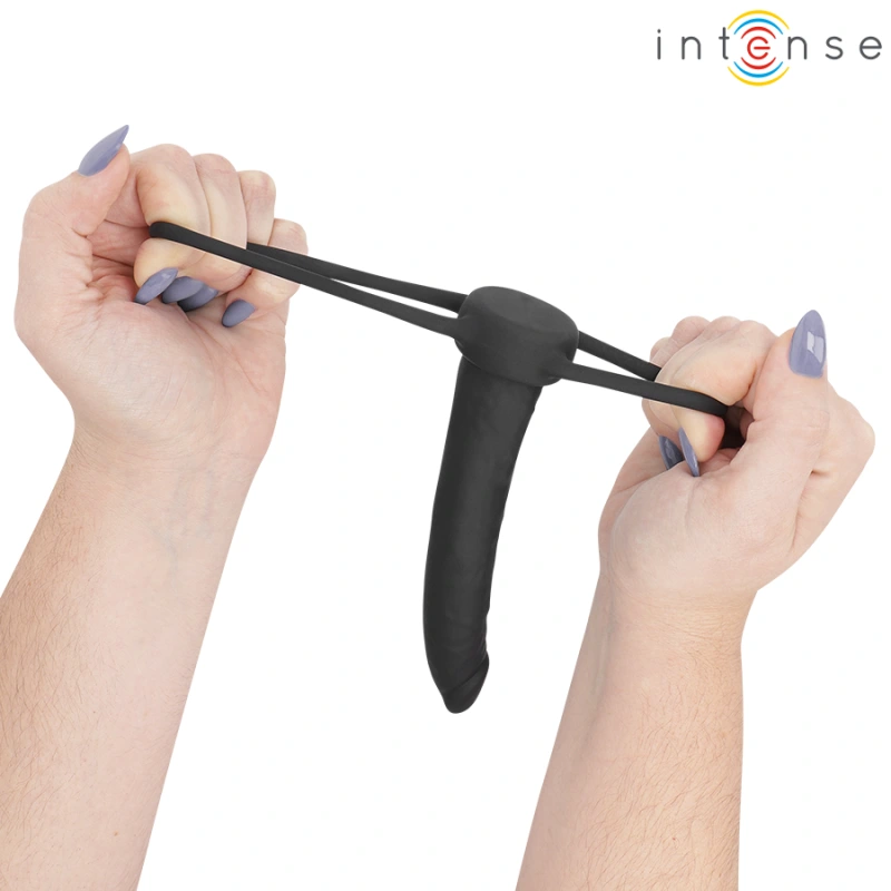 Intense lucas anal dildo with cock and testicle ring silicone 5