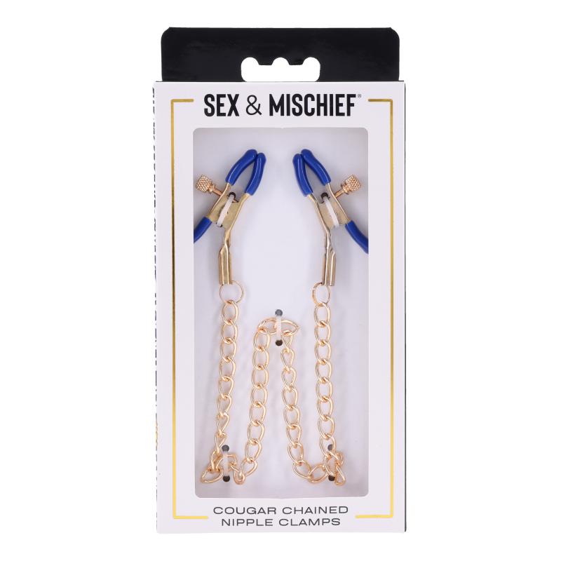 Sportsheets - Cougar Chained Nipple Clamps Gold