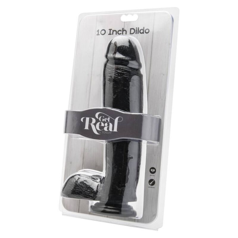 Get real - dildo 25,5 cm with balls black 1