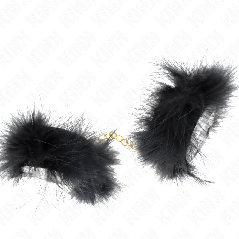 Kink - feather hand cuffs with gold chain model 0