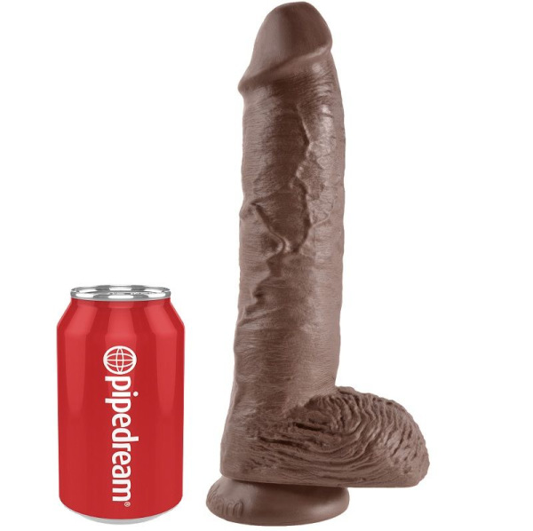 King cock - 10 dildo brown with balls 25.4 cm
