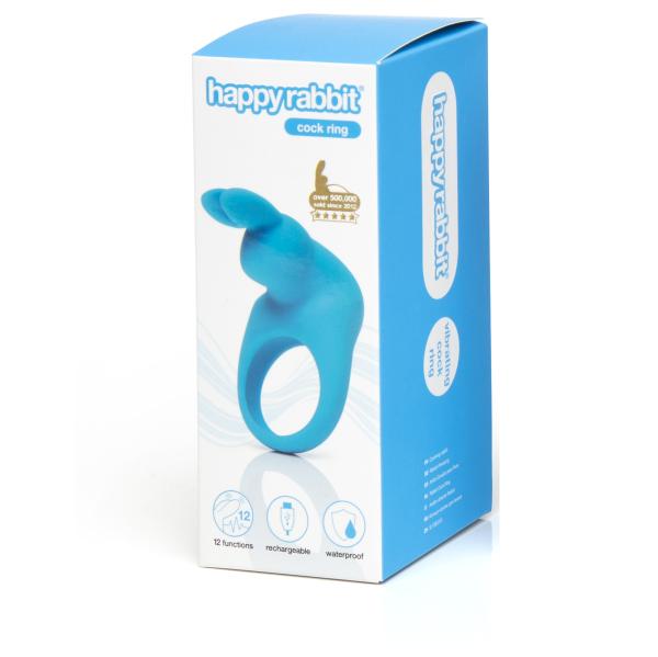 Happy Rabbit - Rechargeable Vibrating Rabbit Cock Ring Blue 4