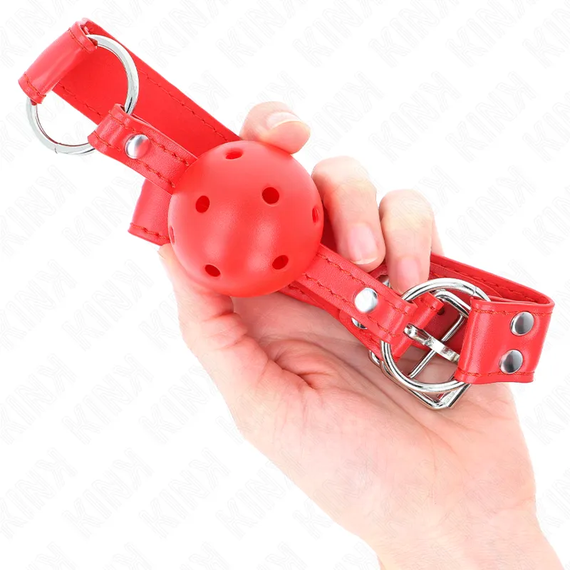 Kink - Complete Red Hollow Hard Ball Gag 62 X 2 Cm 3