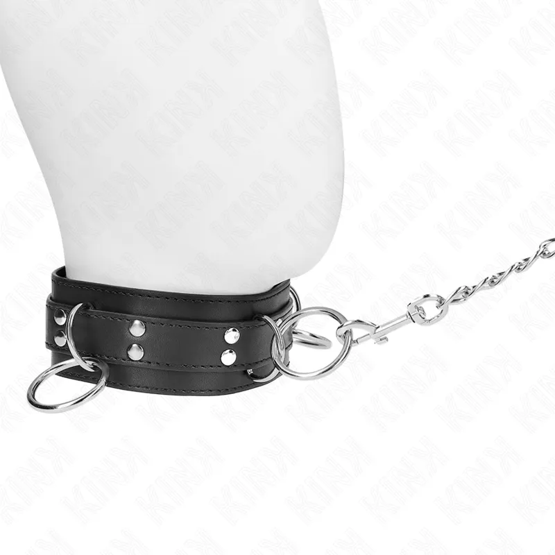 Kink - 3 Ring Slavery Necklace With Strap 80 Cm 53 X 5 Cm