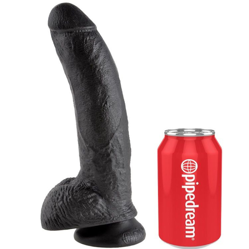 King cock - dildo black with balls 22.9 cm
