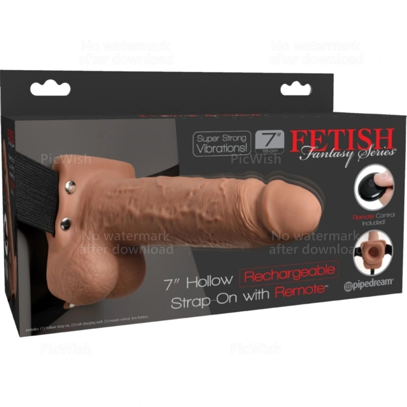 Fetish fantasy series - adjustable harness realistic penis with balls rechargeable and vibrator 17.8