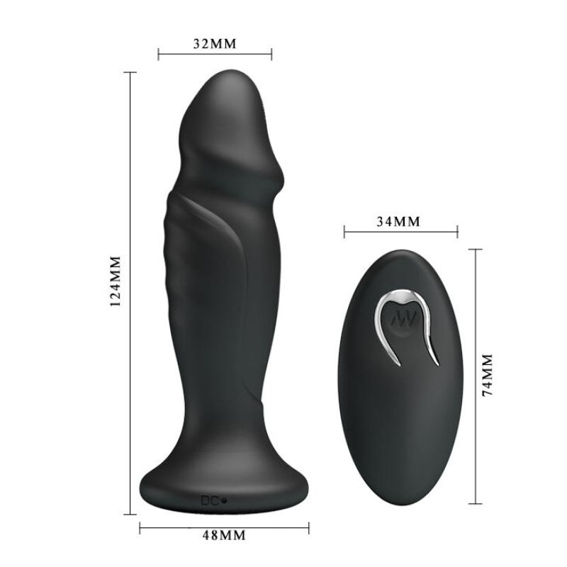 Mr Play - Anal Plug With Vibration Black Remote Control