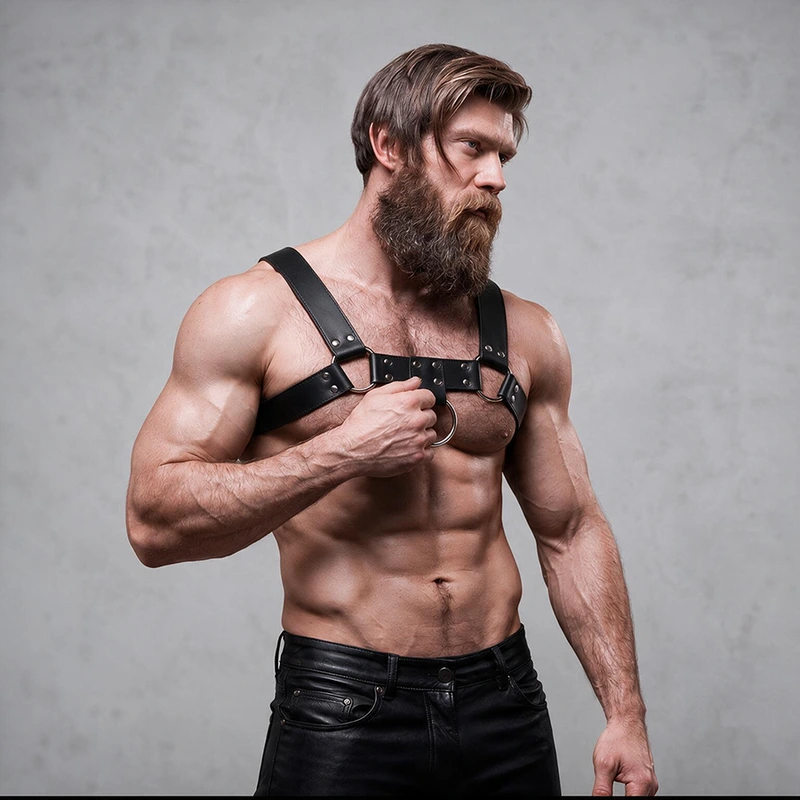 Fetish submissive attitude - mens eco-leather chest harness 2