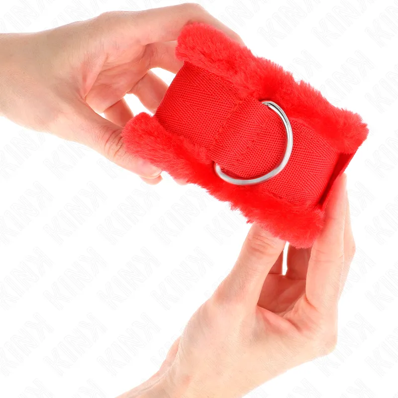 Kink - Furry Lined Wrist Restraints Red Adjustable 17-31 Cm X 7 Cm 2
