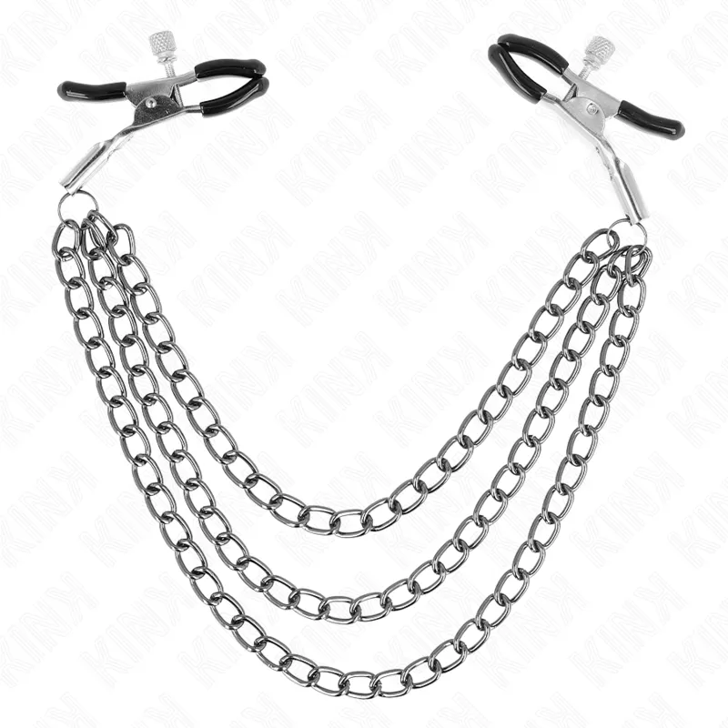 Kink - Nipple Clamps With 3 Chains Black 20/23/28 Cm