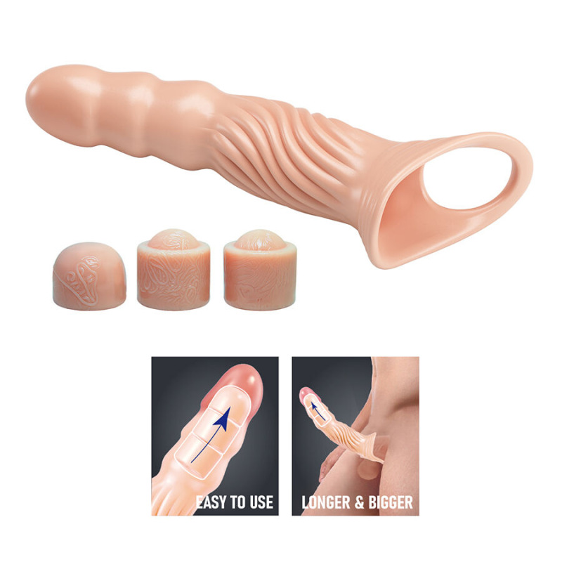 Pretty love - textured penis sheath with extenders 5