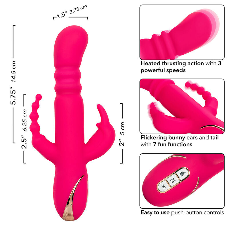 Calexotics - jack fantasy triple heated vibrator rabbit pink 6