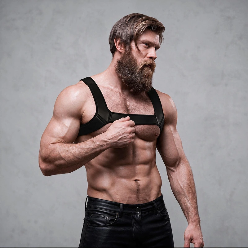 Fetish submissive attitude - neoprene chest harness for men size l 2