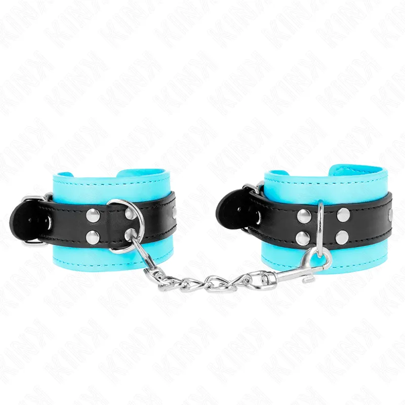 Kink - Hook Wrist Restraints Blue Fur Lined Adjustable 20-28 Cm X 5.5 Cm