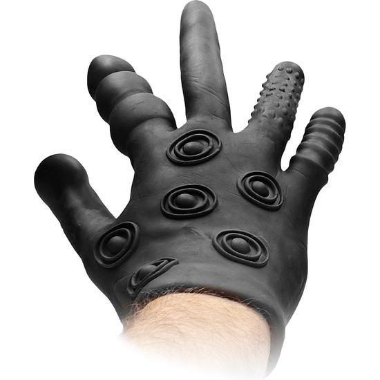 Shots Fist-It Silicone Gloves - Black - Stimulujúca Rukavica