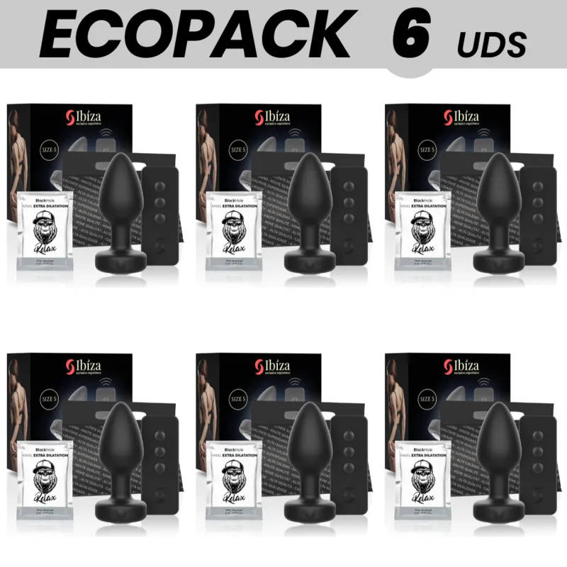 Ecopack 6 Units - Ibiza Remote Control Anal Plug Vibrator Size S