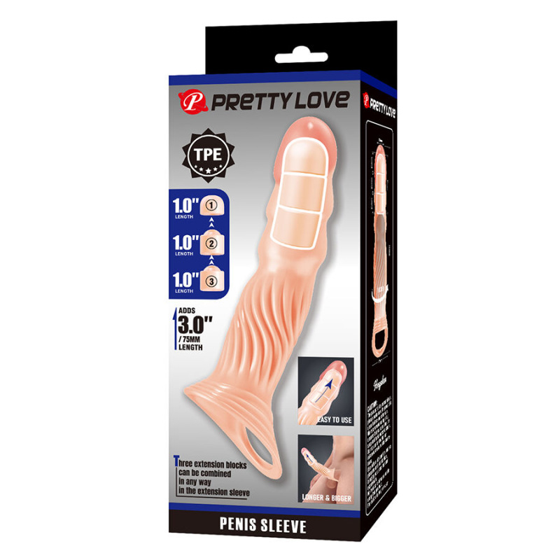 Pretty love - textured penis sheath with extenders 8