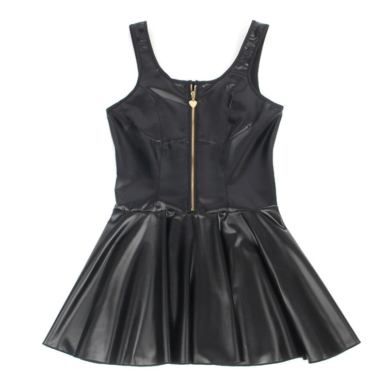 Subblime - 957674 heart zipper leather dress black l/xl 4