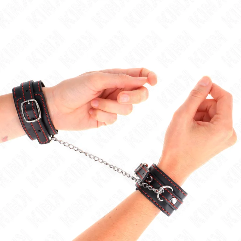Kink - Small Wrist Restraints Black With Red Lining Adjustable 14-24 Cm X 3.5 Cm 3