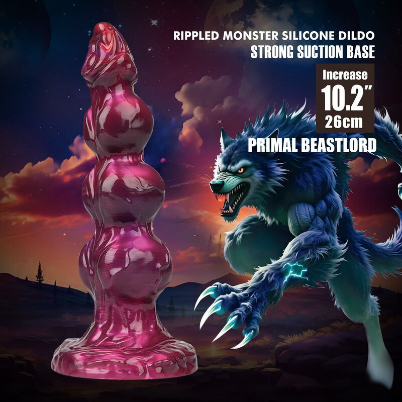 Power monsters - primal beastlord pink translucent fantasy silicone dildo 26 cm Ø 5 cm 7