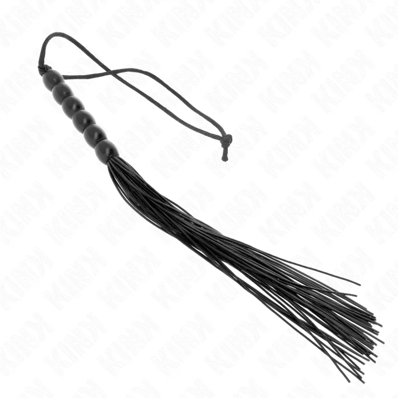 Kink - Mini Silicone Whip With 6 Black Beads 26 Cm