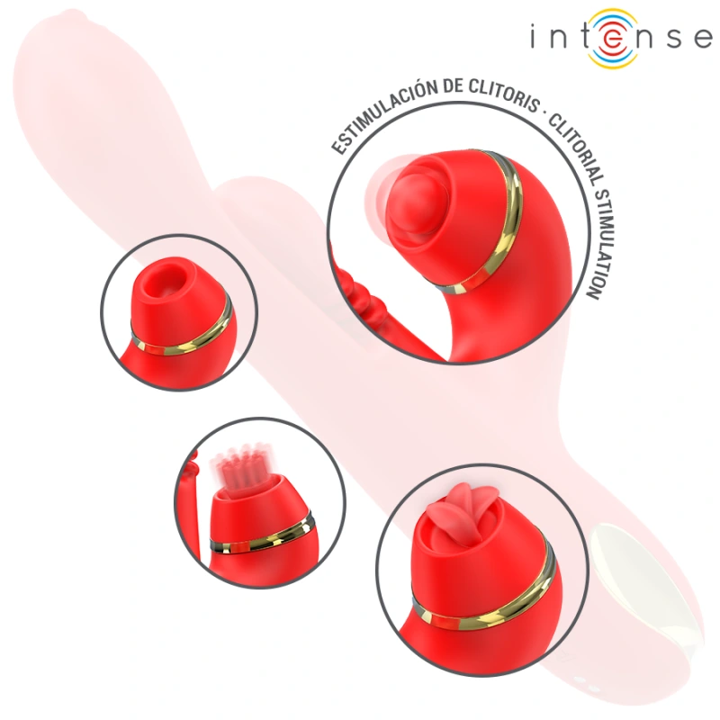Intense - katy multifunction clitoris stimulator 4 interchangeable heads red 5