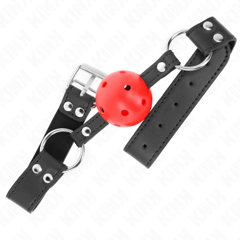 Kink - Breathable Ball 4 Cm Gag With Double Rivet Leather 62.5 X 2.5 Cm Adjustable 42-58 C 1