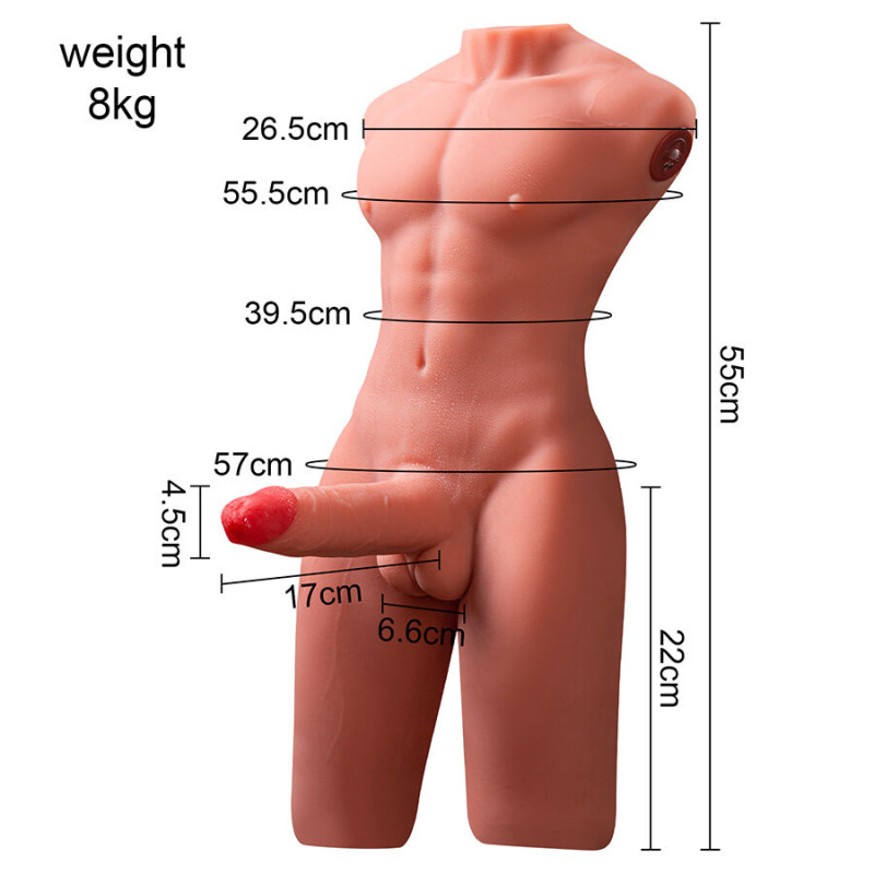 Xise - jason half body realistic male torso with thrusting and vibration 55 cm 6