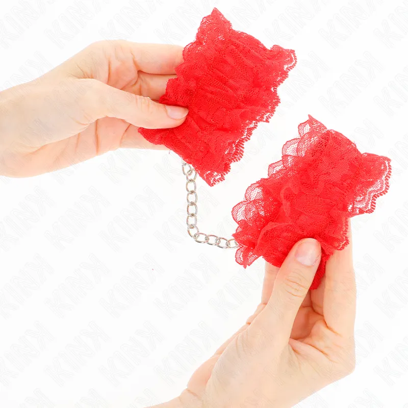 Kink - Lace Elastic Wrist Restraints Red 3
