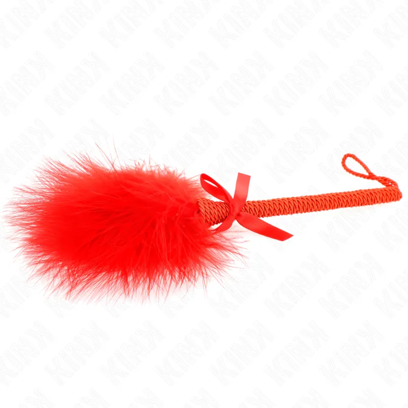 Kink - Nylon Rope Wand With Tickle Feathers And Red Bow 25 Cm